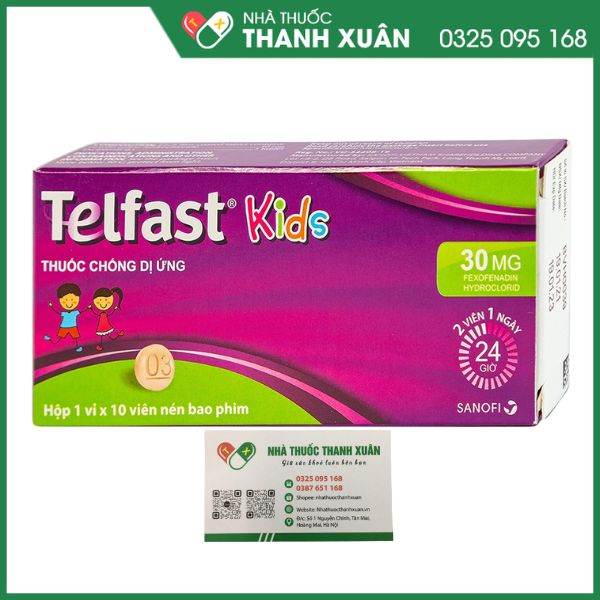 Telfast Kids 30mg trị viêm mũi dị ứng, mày đay cho bé